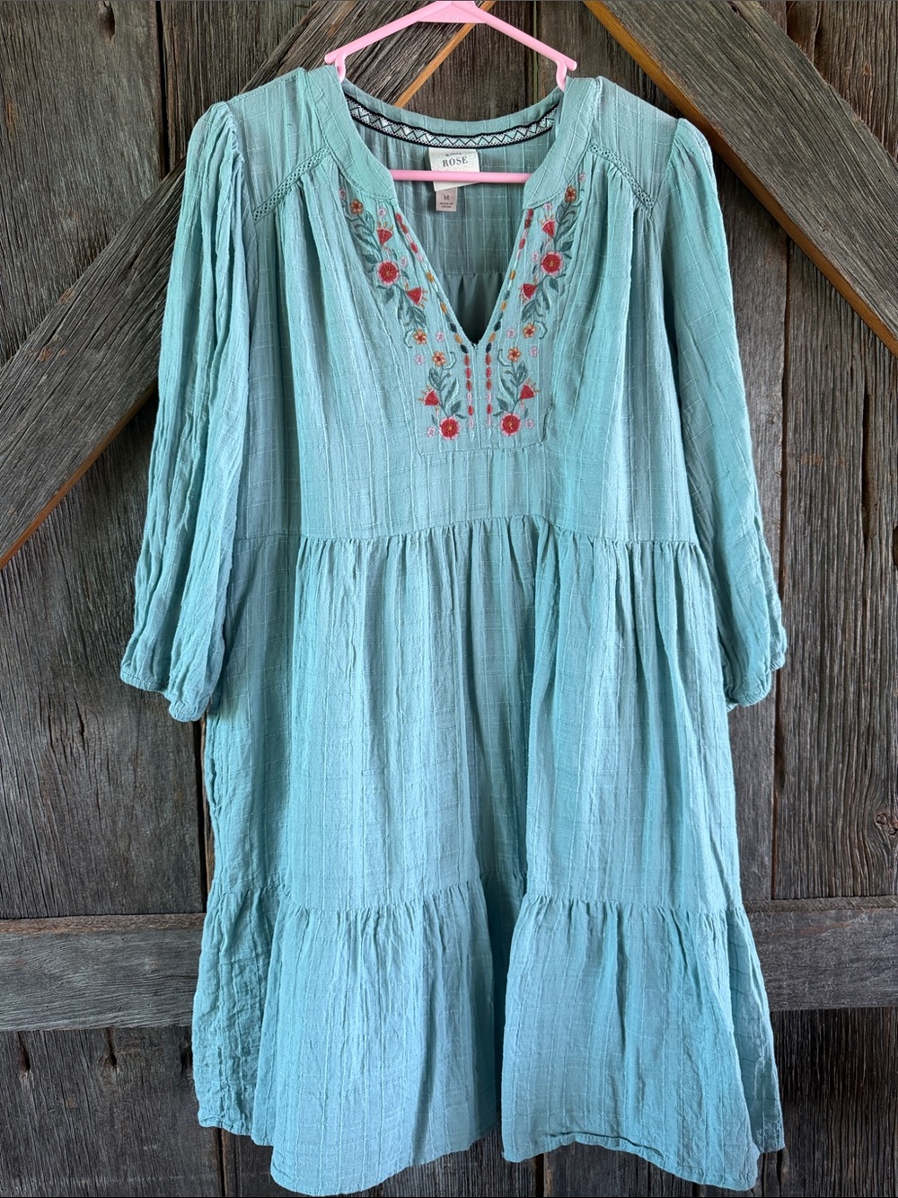Womens Embroidered Tiered Dress